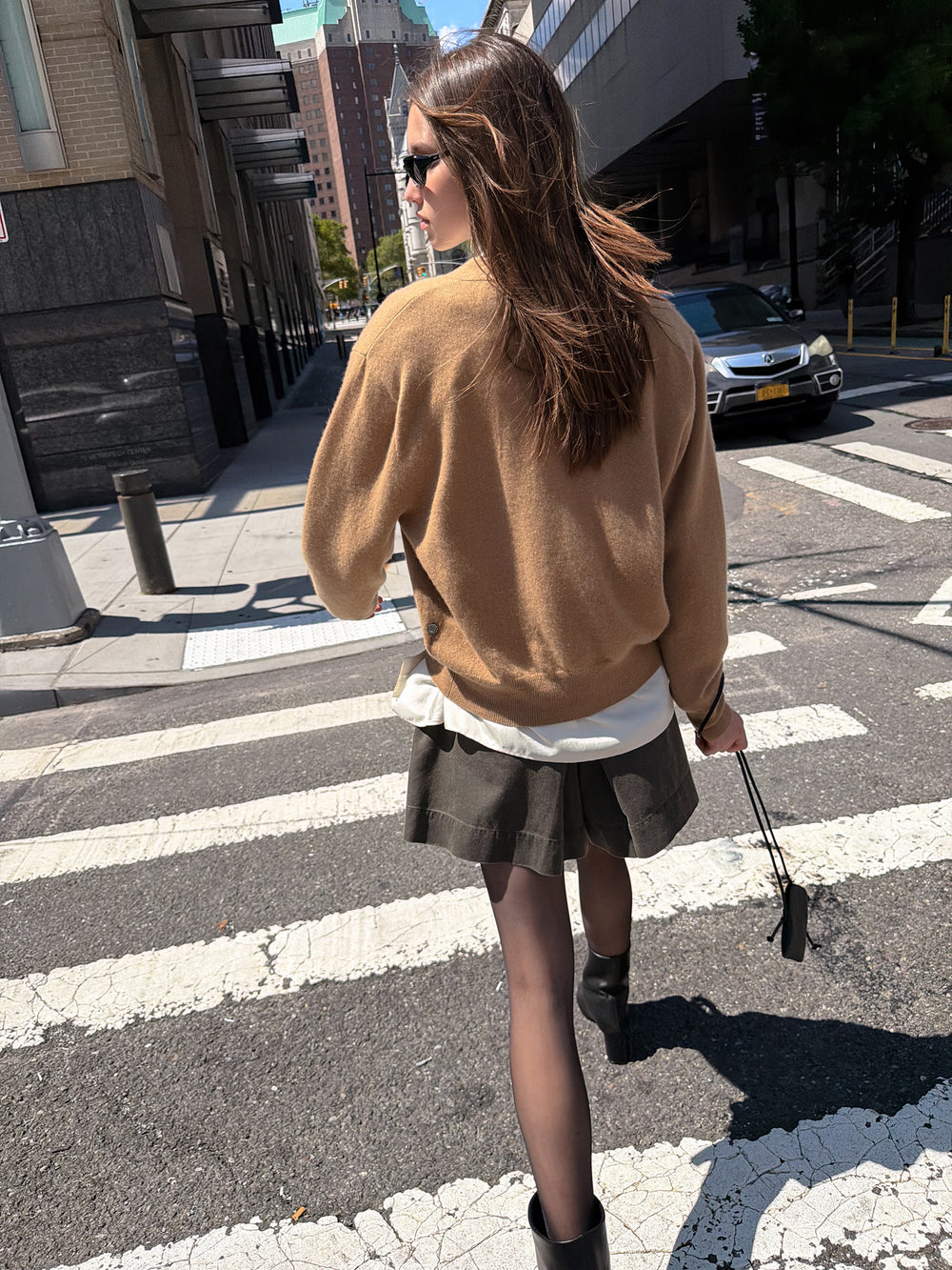Cashmere 100 Padded Cardigan Camel