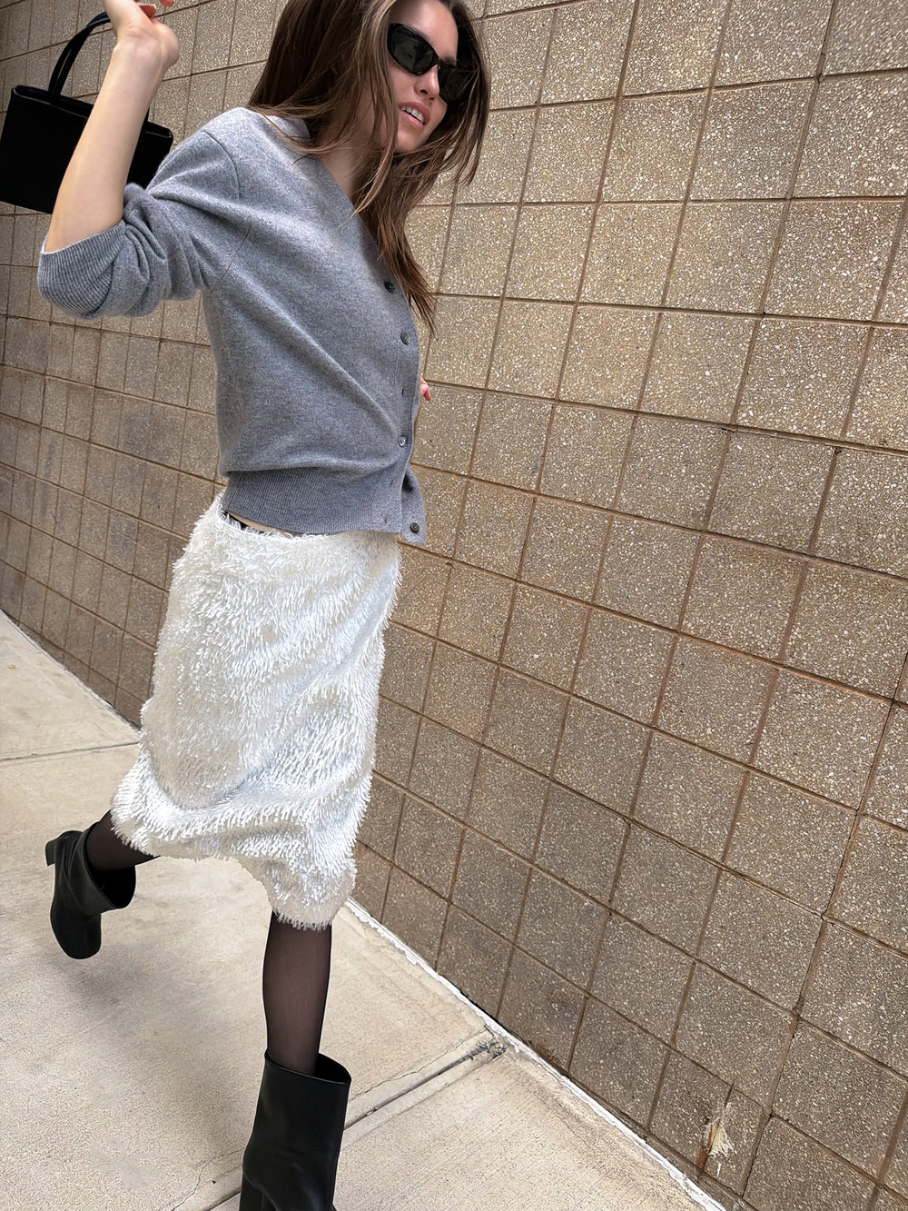 Cashmere 100 Padded Cardigan Grey
