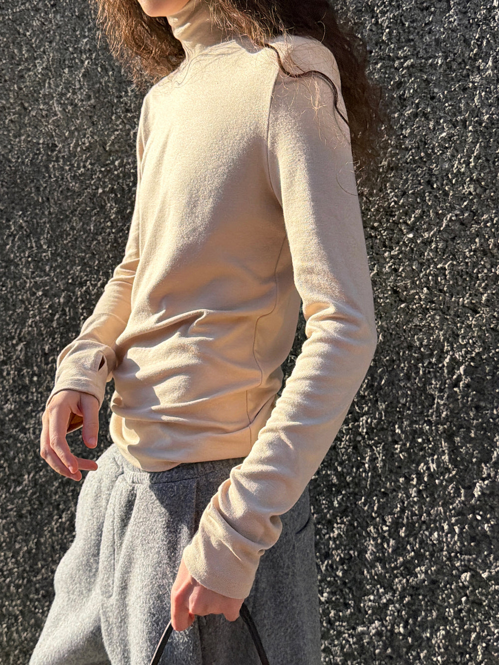 Milky Turtleneck T-shirt Beige