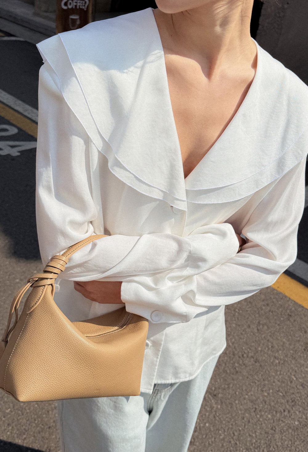 Ruffled shirt blouse