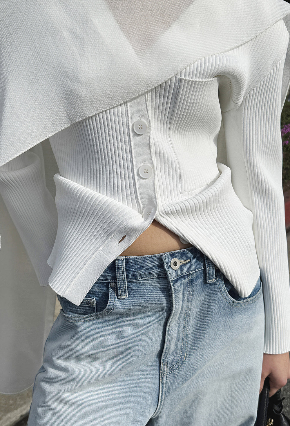 Hourglass V-neck Cardigan Ivory