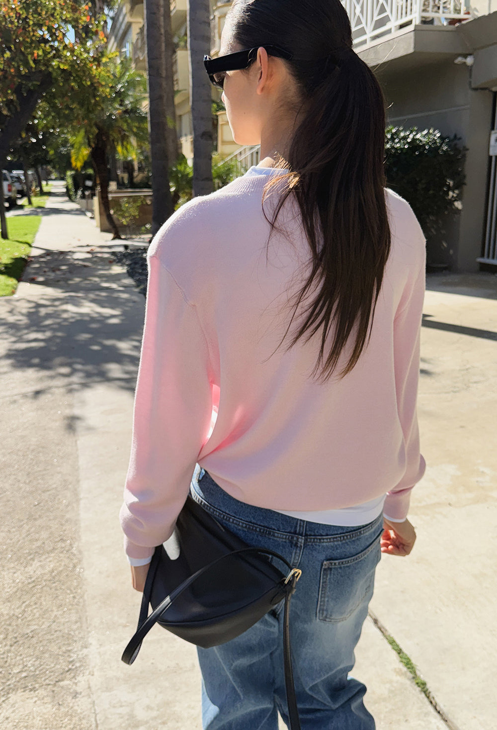 Spring Wool V-Neck Pullover Pink