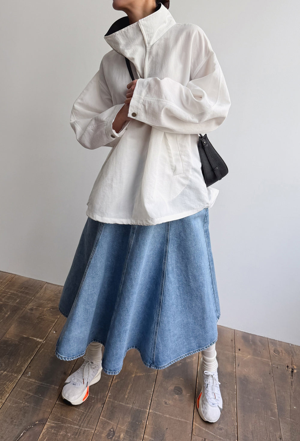 Flare denim skirt
