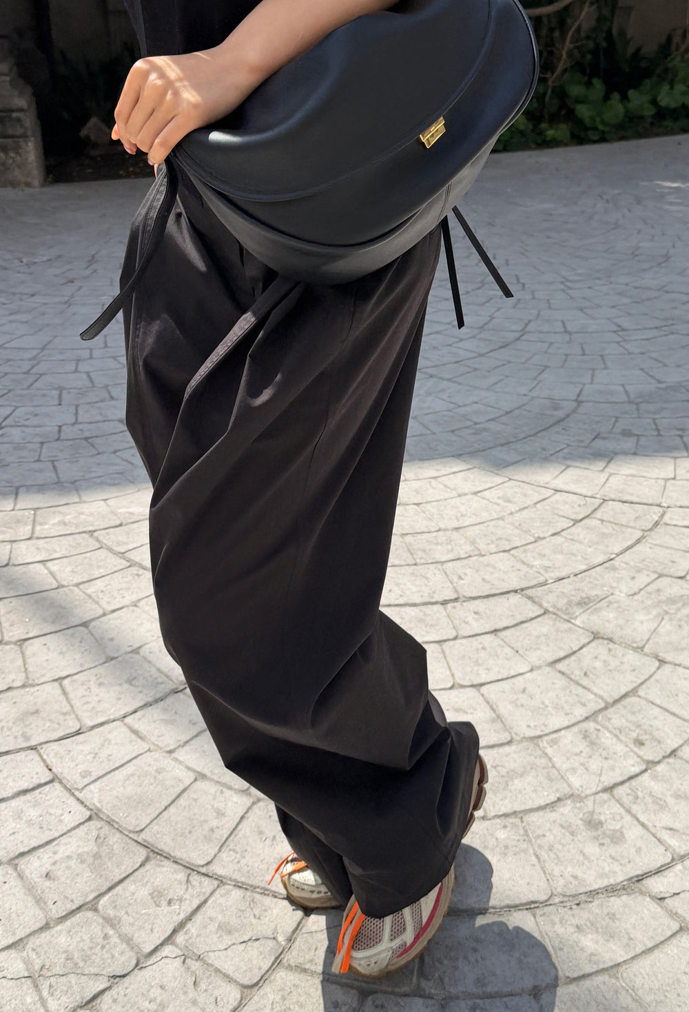 Cotton Pintuck Trousers Black