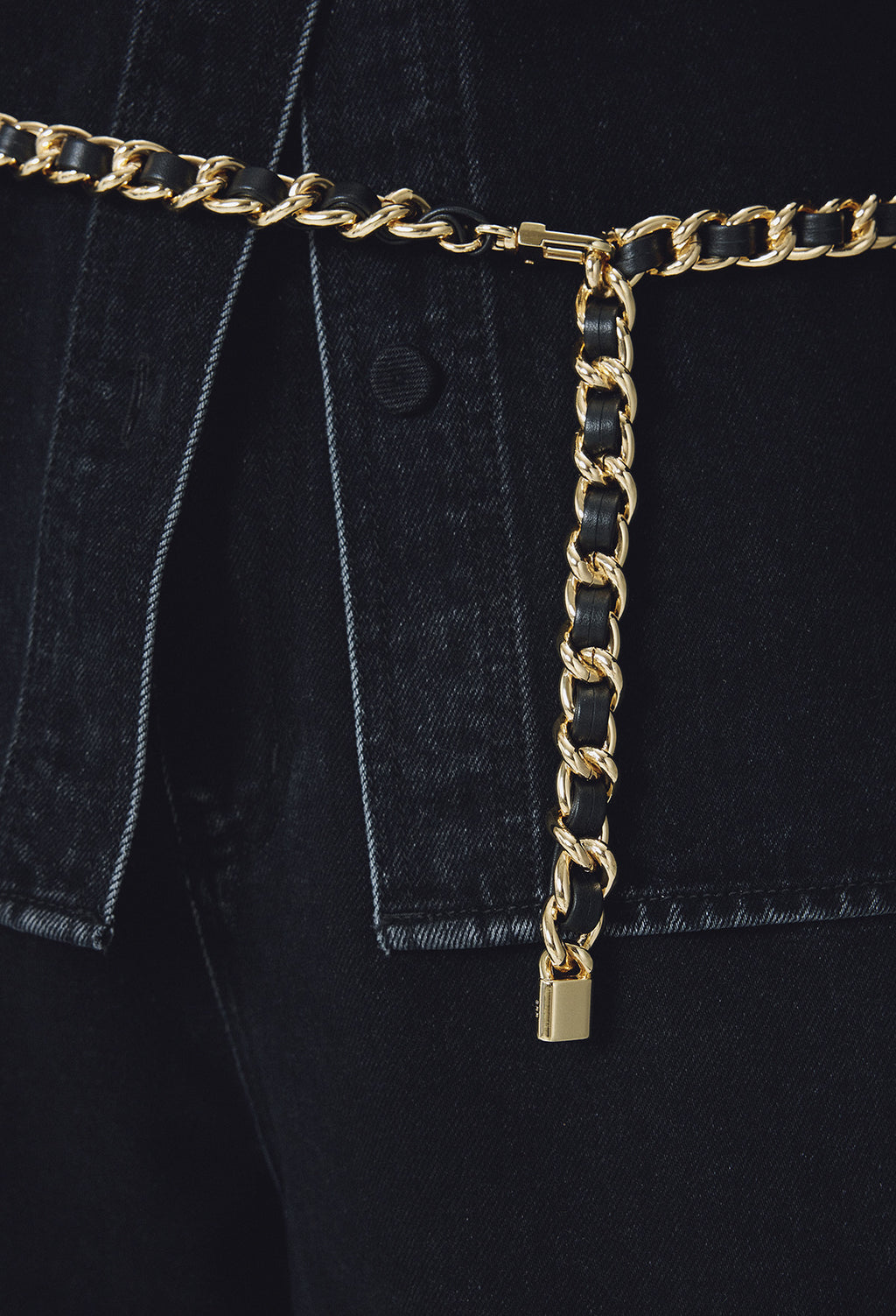 Rock Chain Belt Black Gold