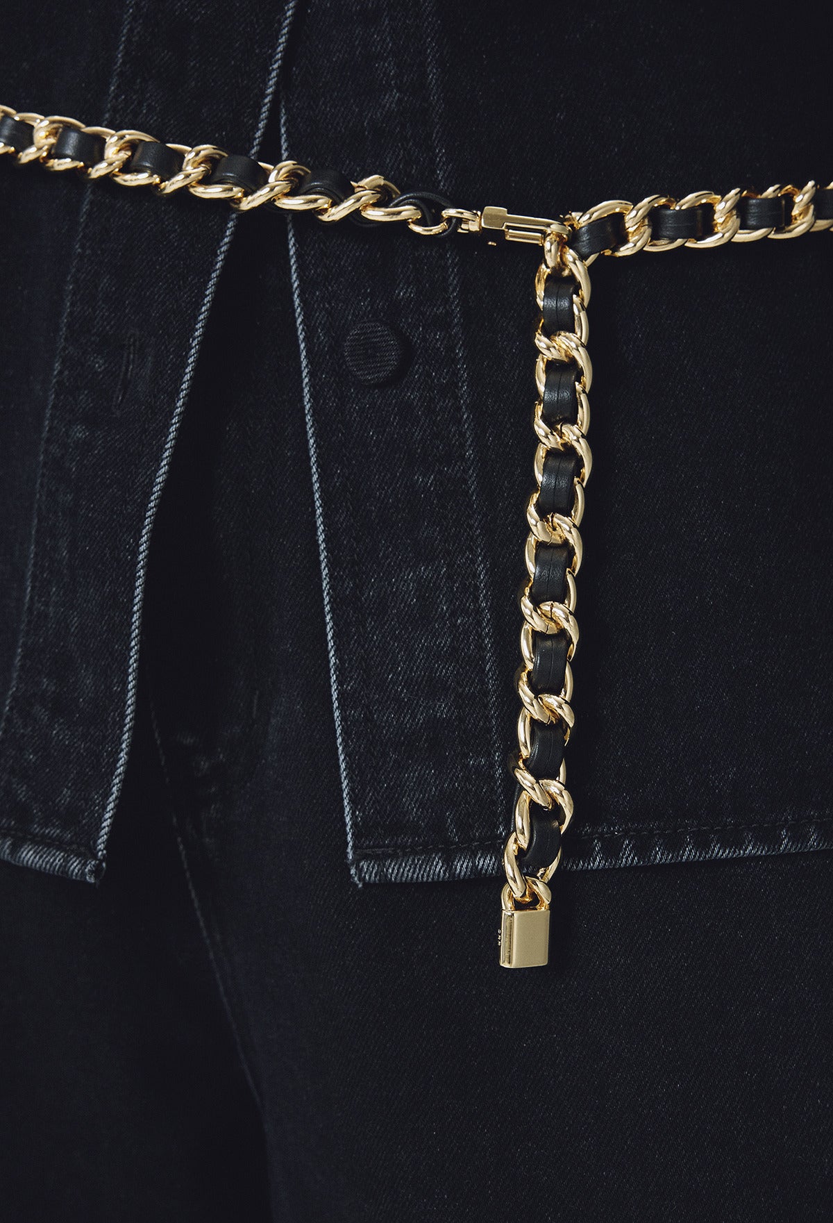 Rock Chain Belt Black Gold