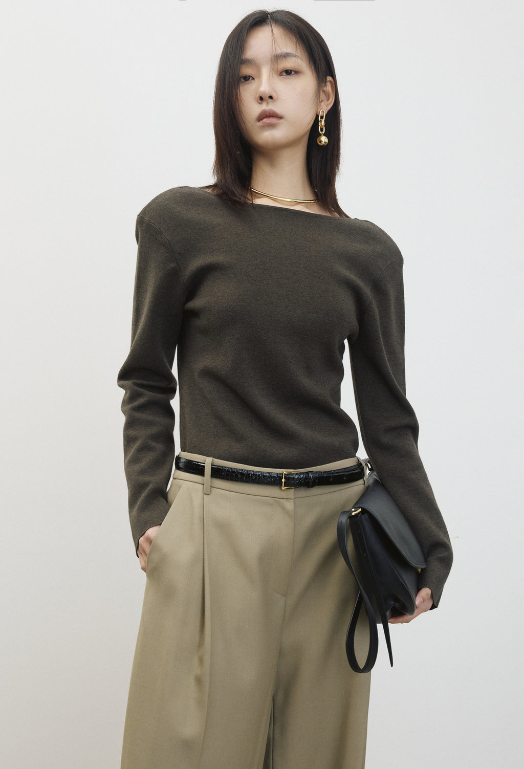 Washable Wool Cotton Knit Khaki