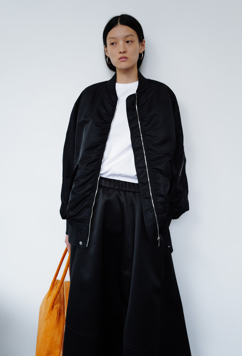 25SS 새틴 풀 스커트 블랙