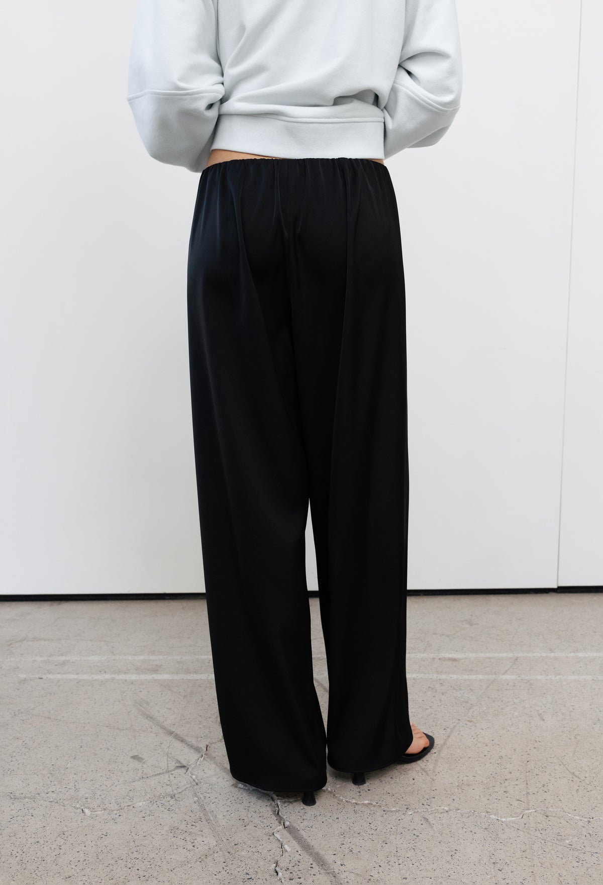 Satin Banding Pants Black