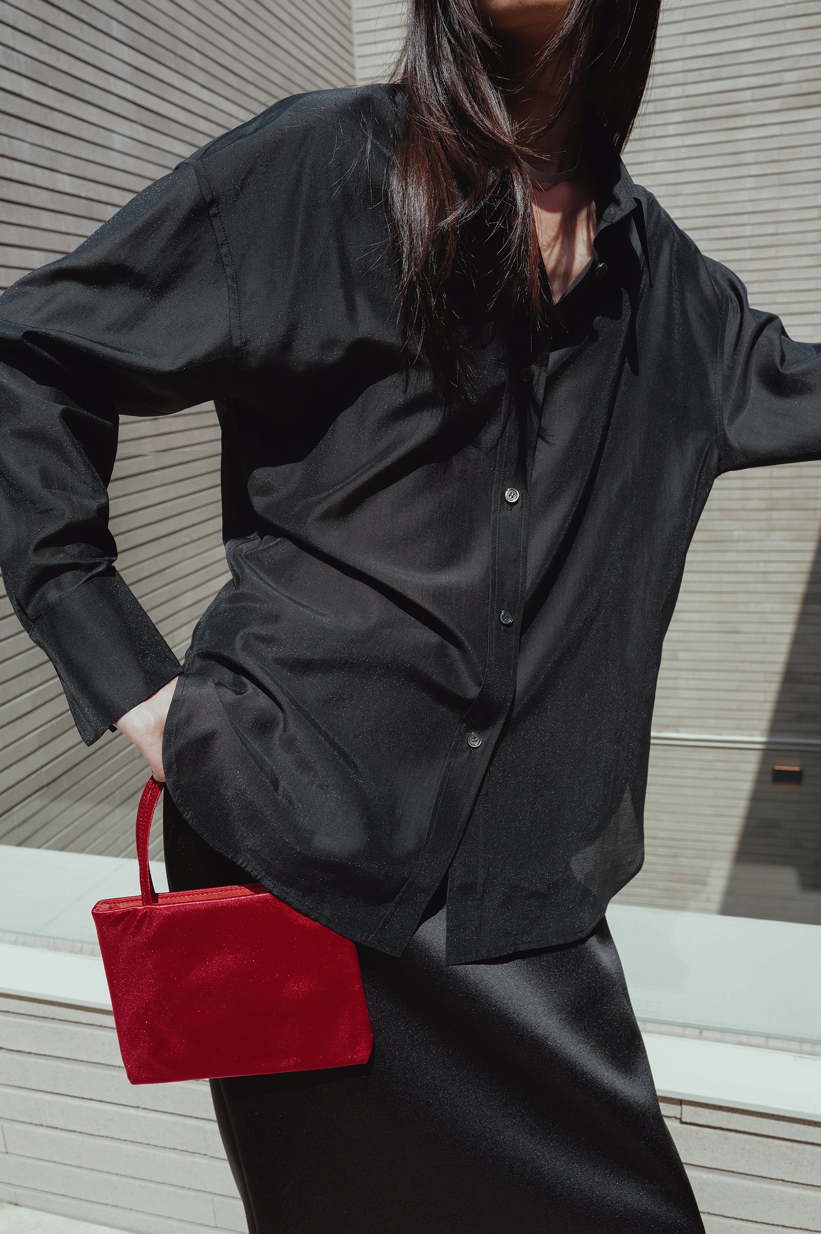 Belted Sheer Shirt Black