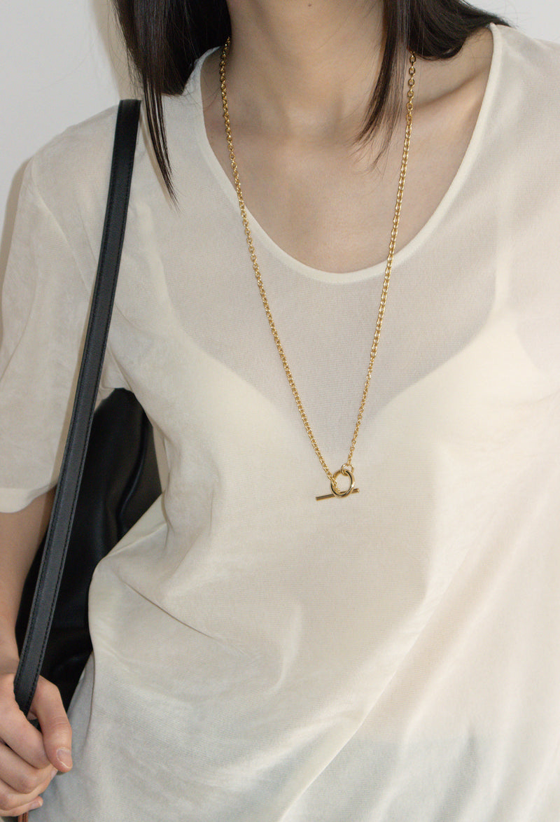Velour U-Neck T-Shirt Ivory