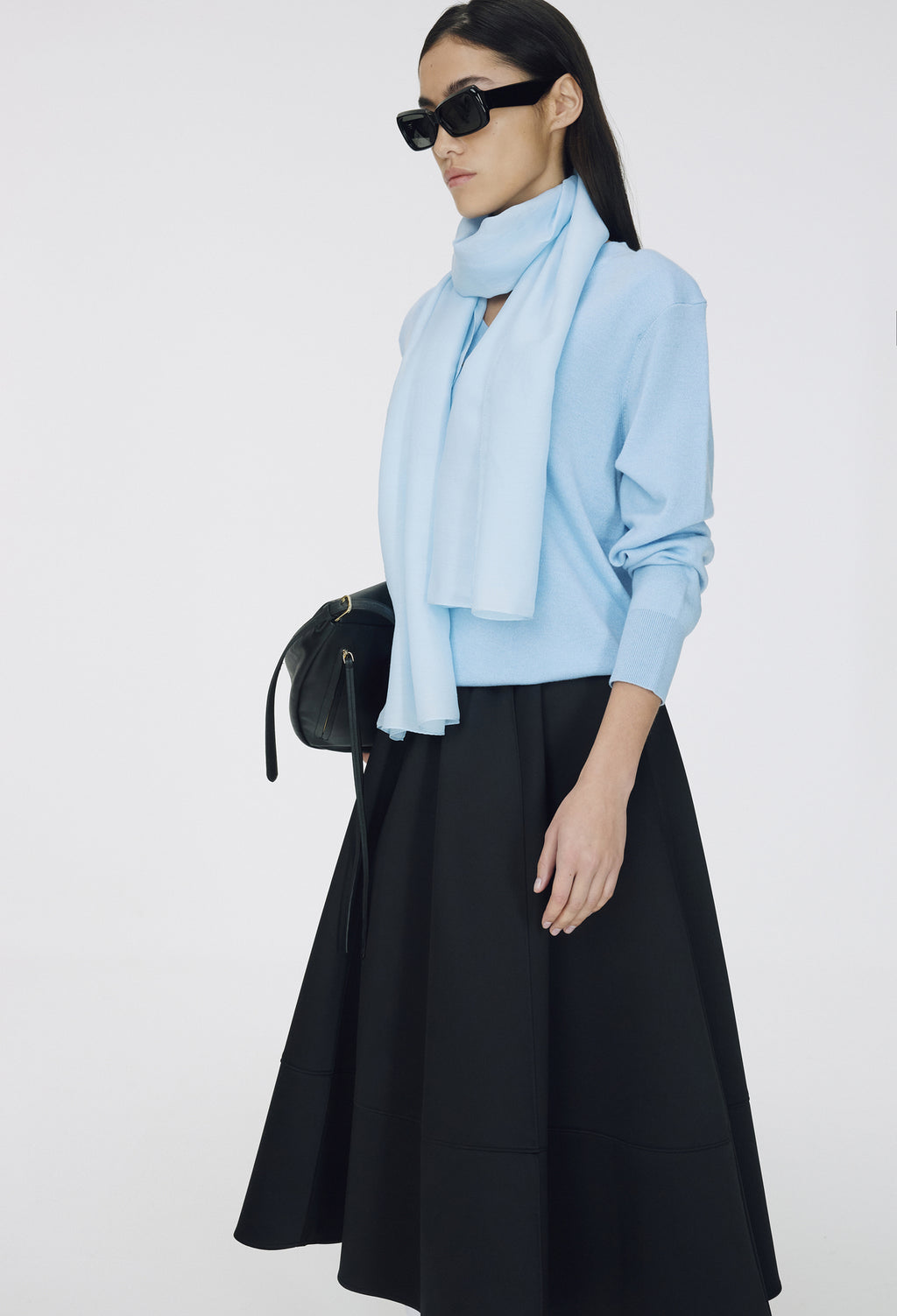 Spring Wool V-Neck Pullover Light Blue