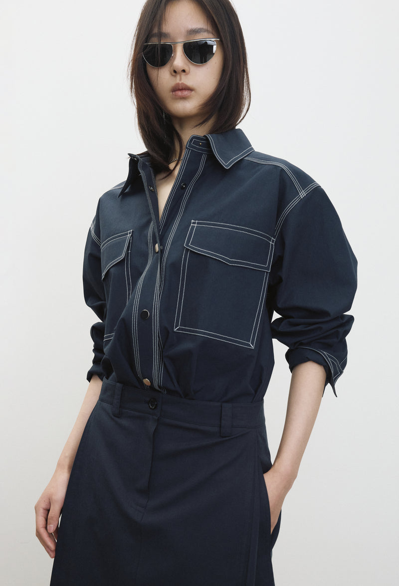 Stitch Pocket Shirt Navy