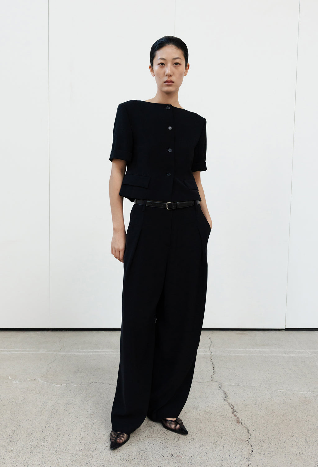 Sleek Buckle Belt Black Silver