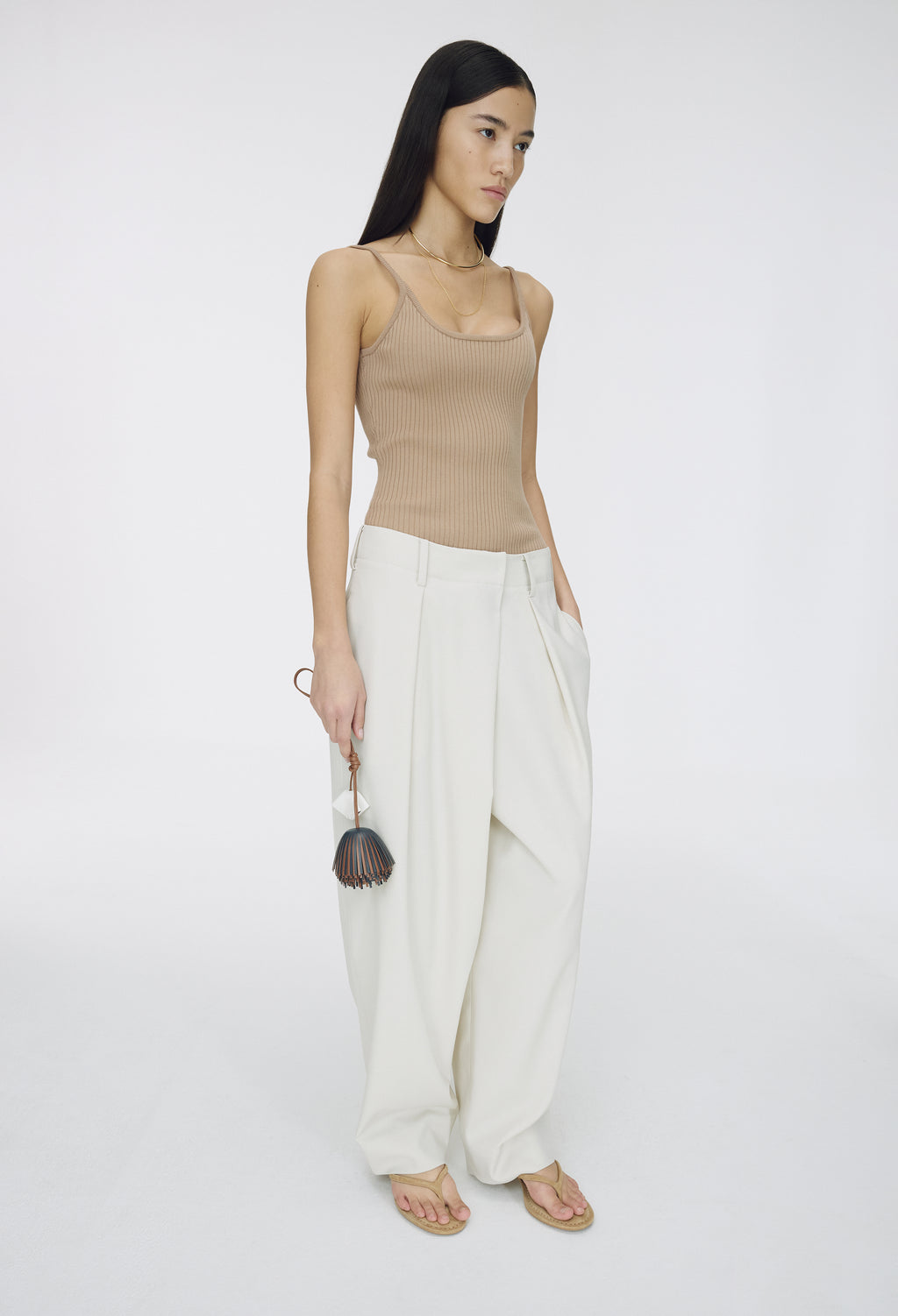 Wool Wrap Trousers Light Beige
