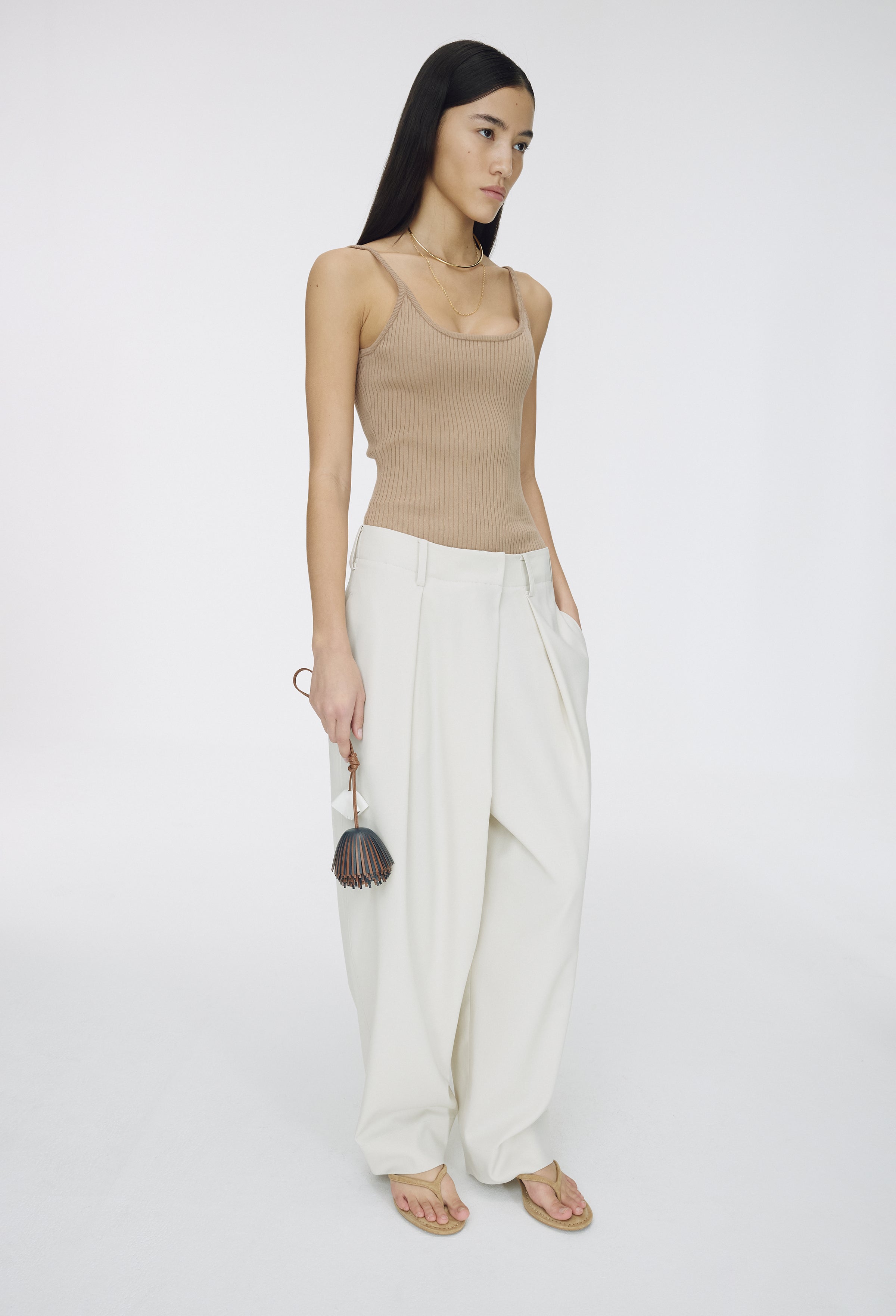 Wool Wrap Trousers Light Beige