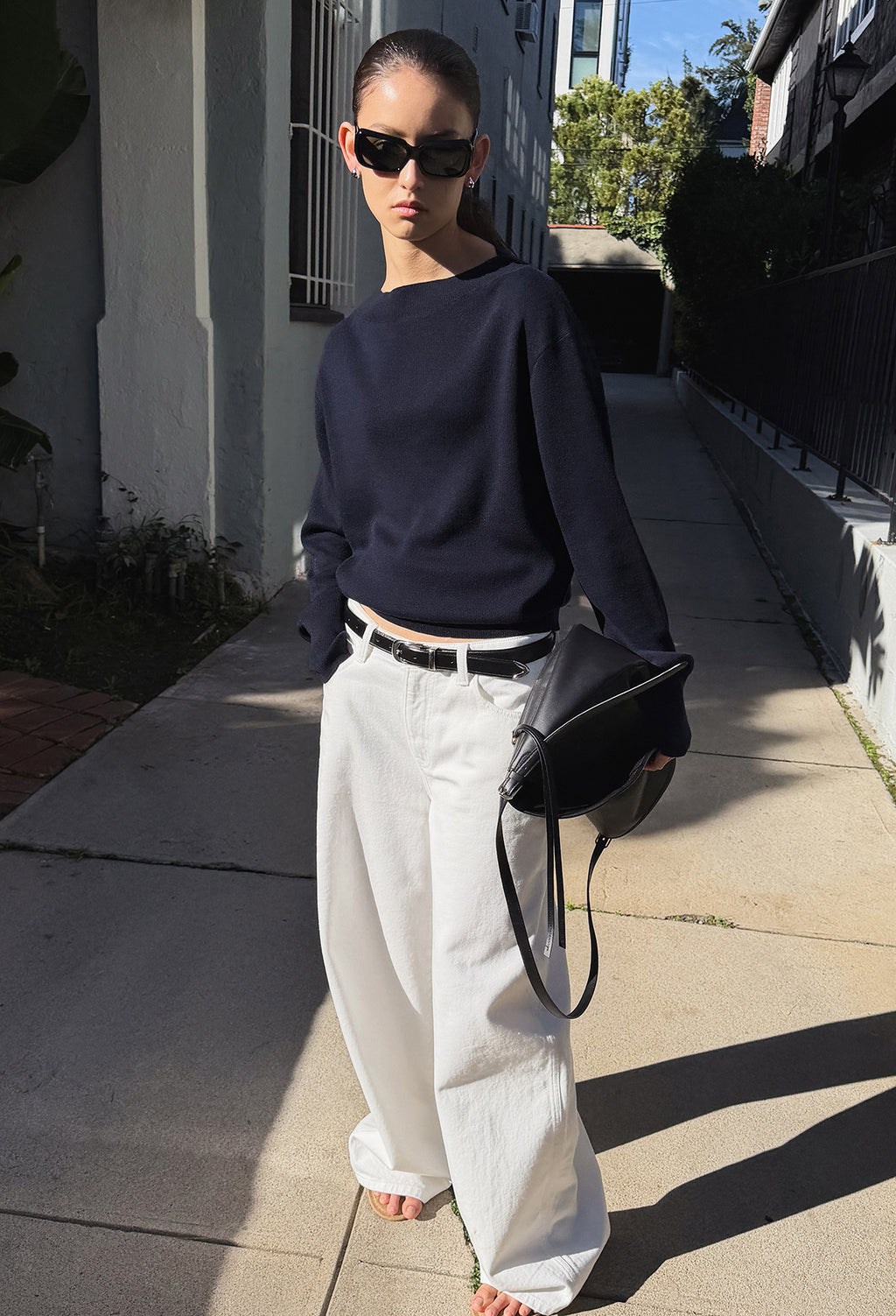 Spring Wool Boatneck Pullover Navy