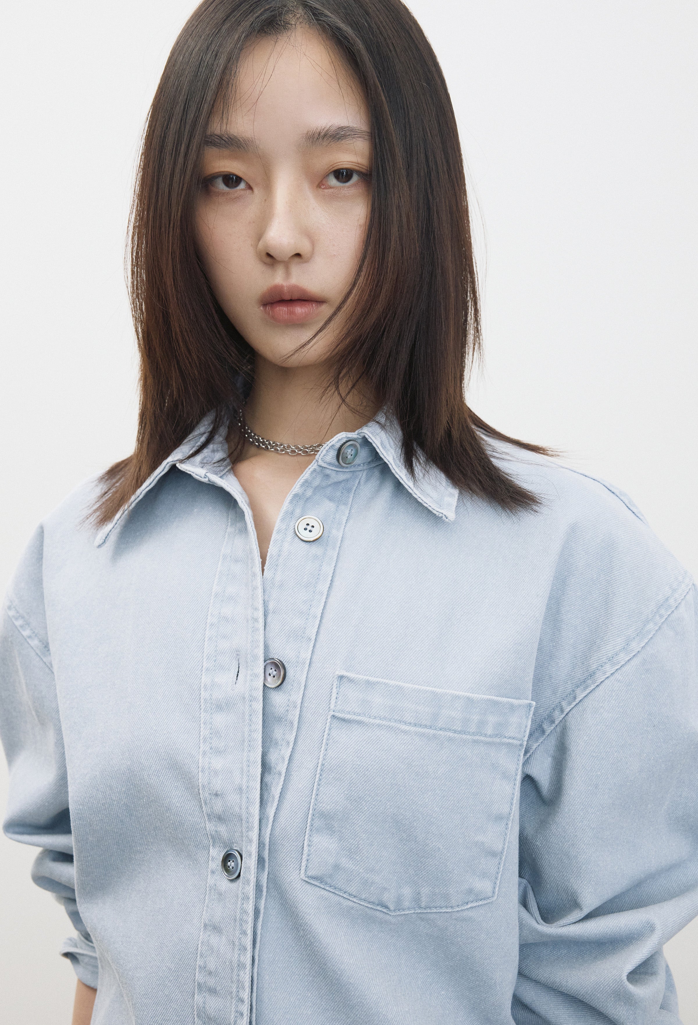 페이드 데님 셔츠