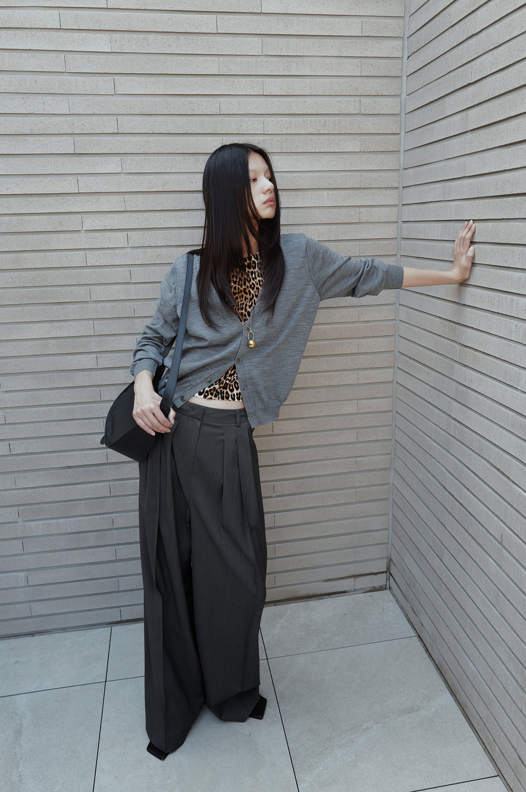 Washable 100% Wool Detailed Cardigan Melange Gray