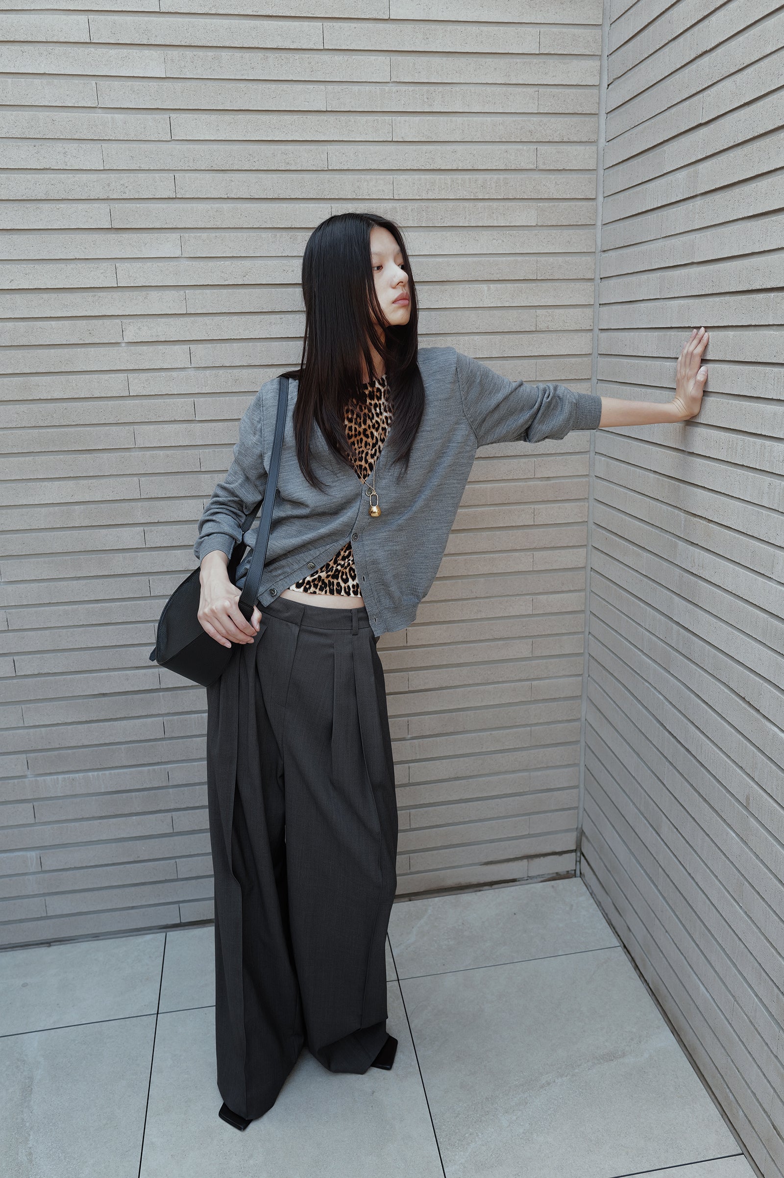 Washable 100% Wool Detailed Cardigan Melange Gray