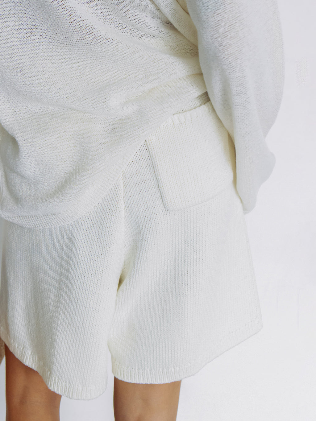 Cotton Knit Shorts Ivory