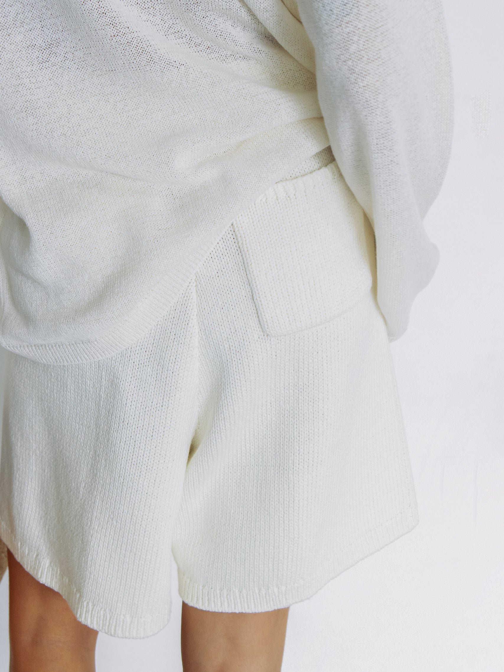 Cotton Knit Shorts Ivory