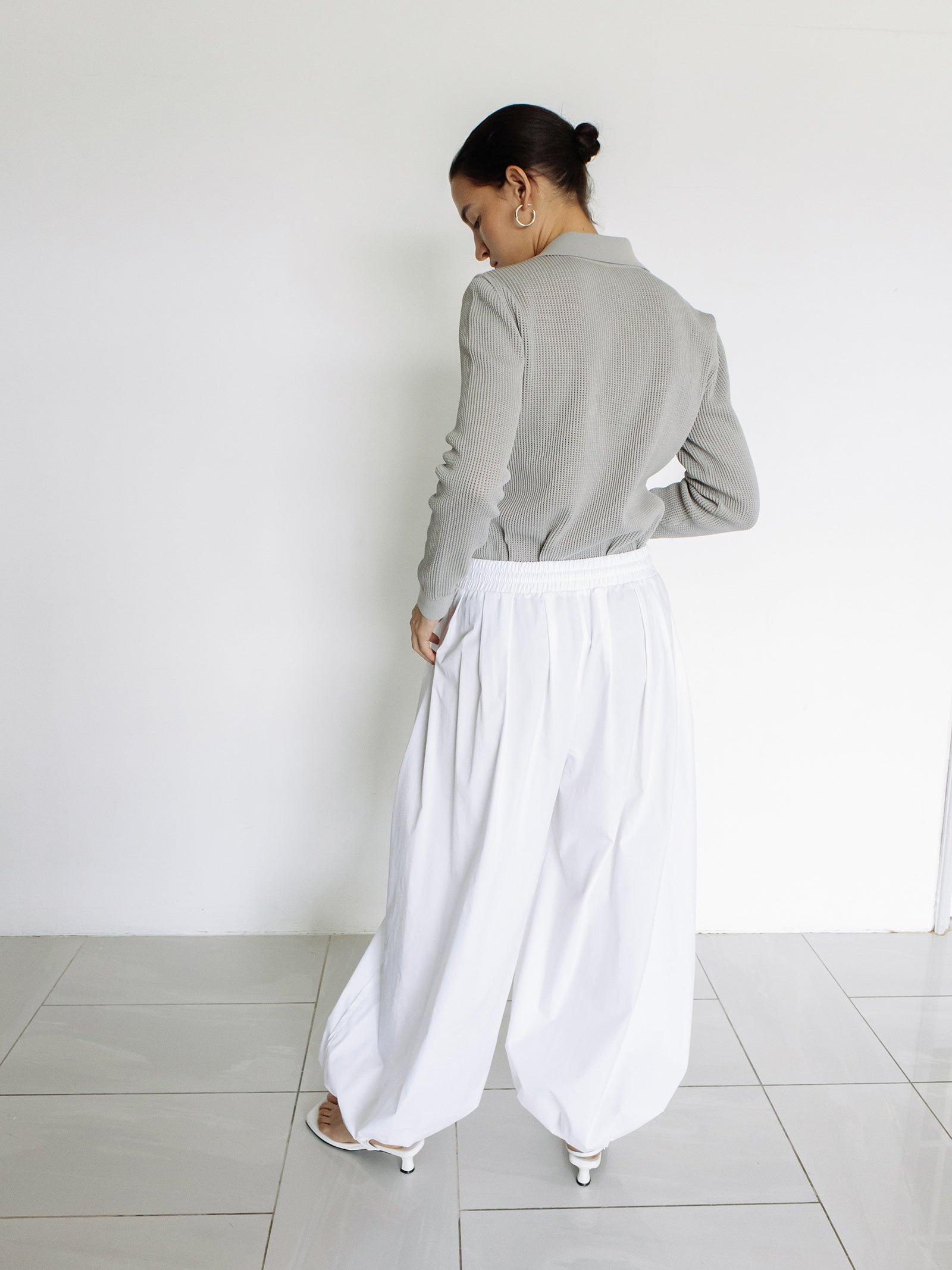 Parachute Banding Pants White