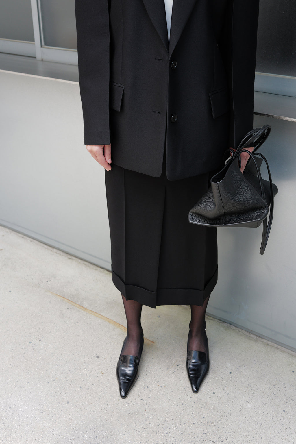 Wool Silk Blazer Black