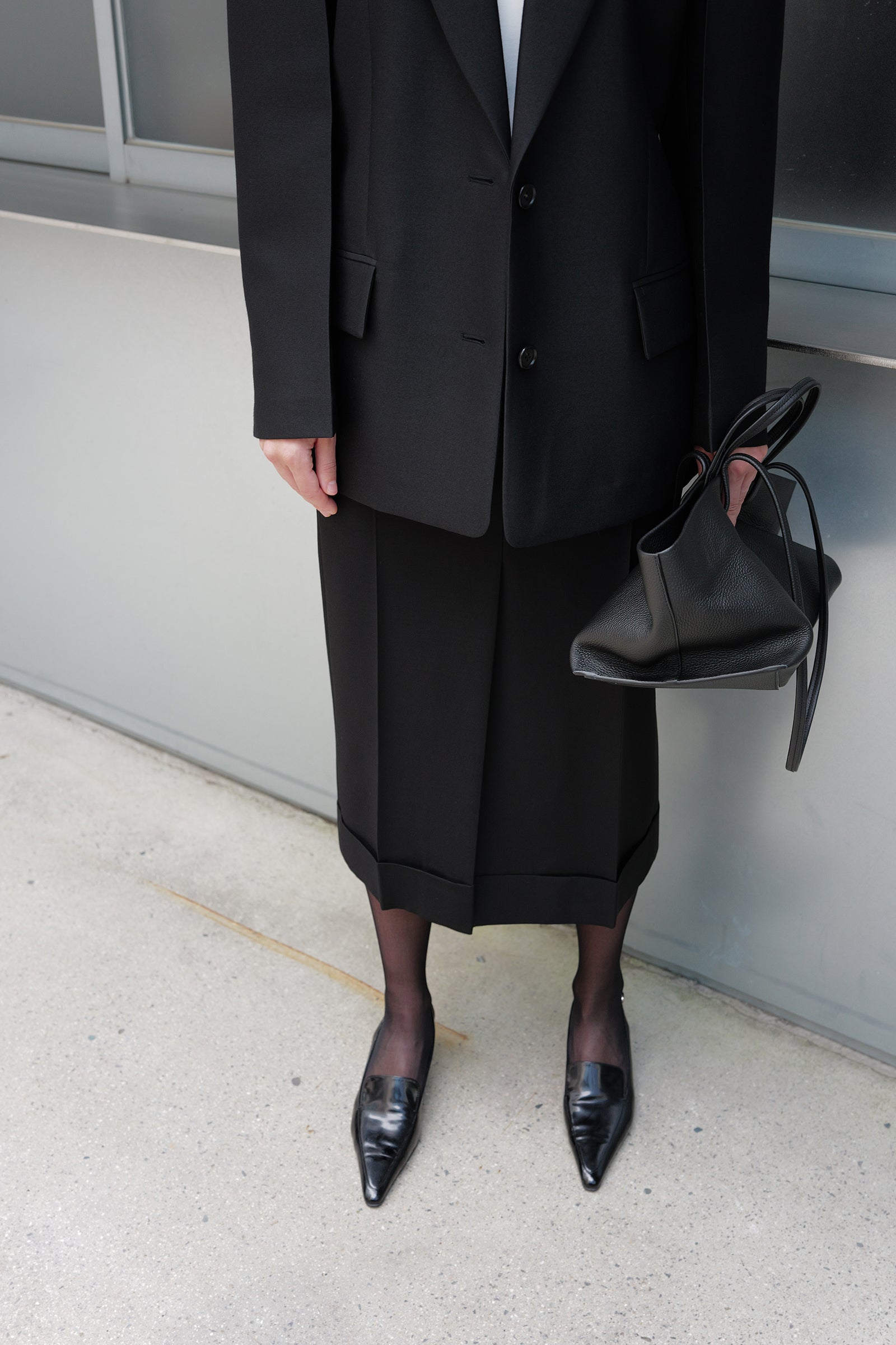 Wool Silk Blazer Black