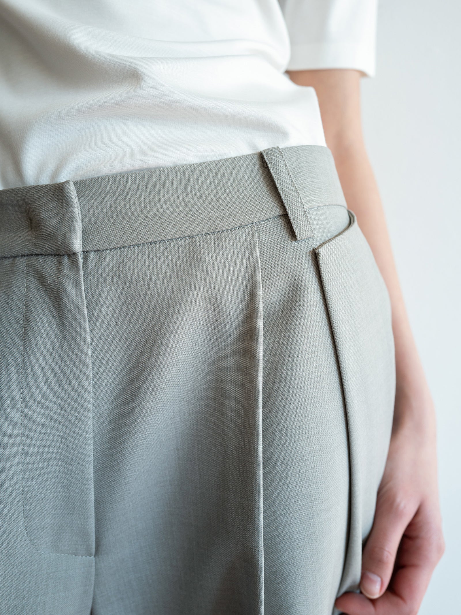 Clear Wool Trousers Gray