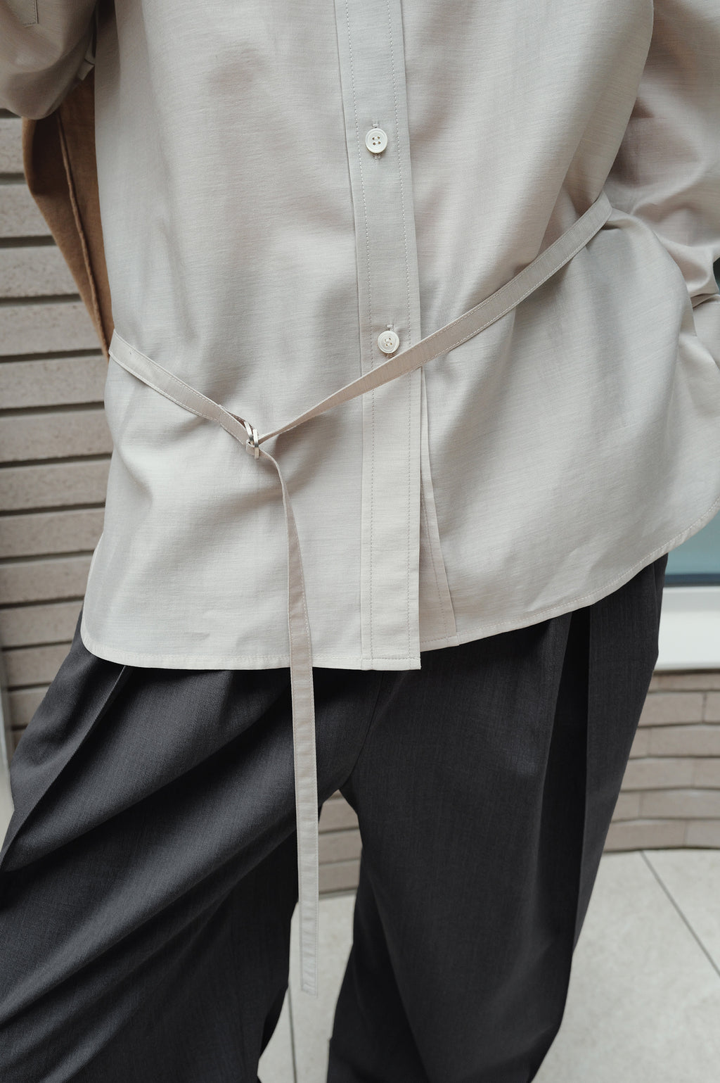 Belted Sheer Shirt Greige