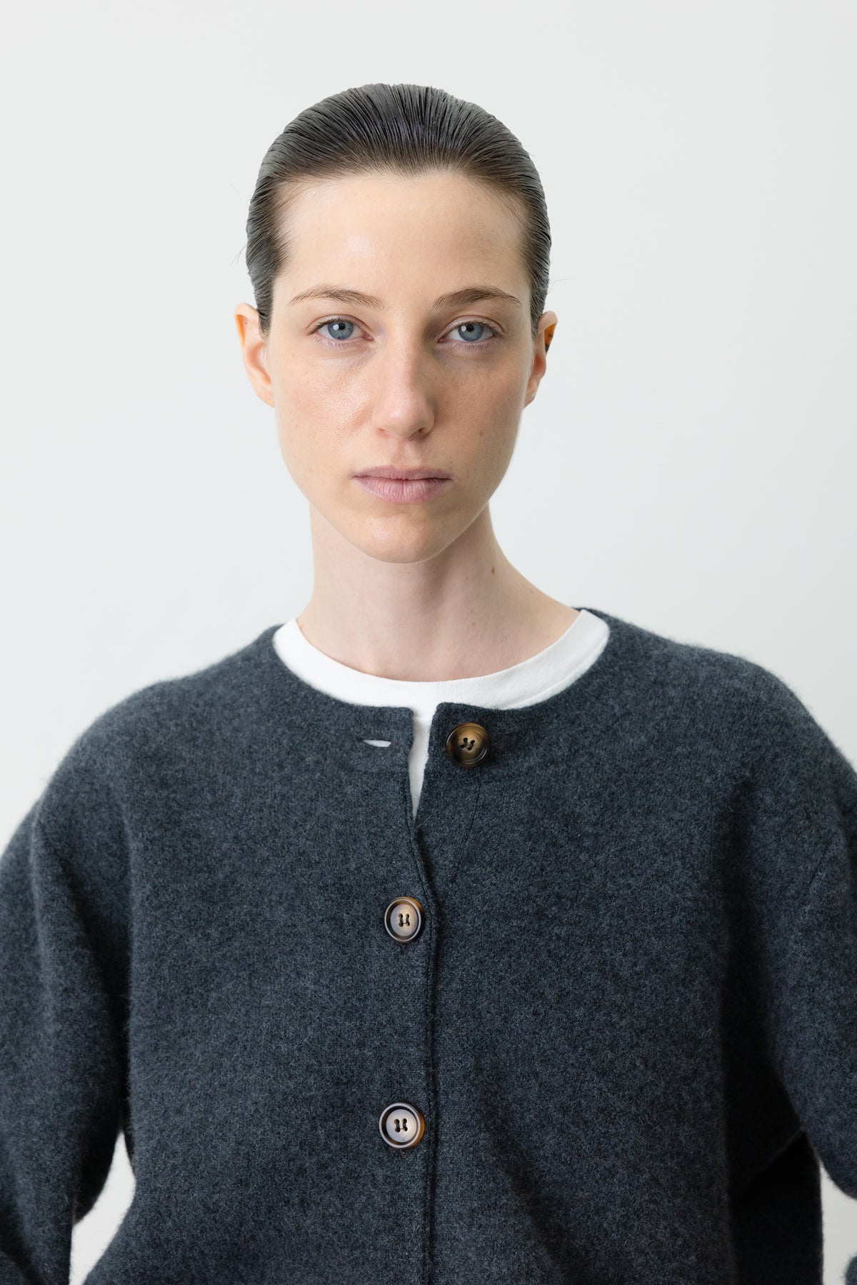 Cashmere 100 Double-faced Cardigan Charcoal
