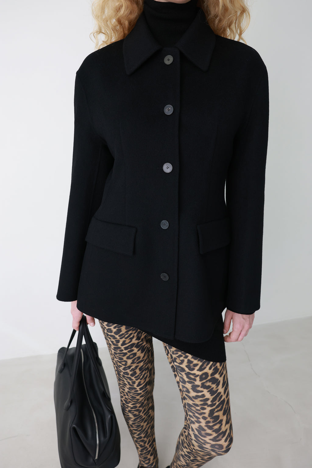 Wool Blend Turtleneck Knit Black