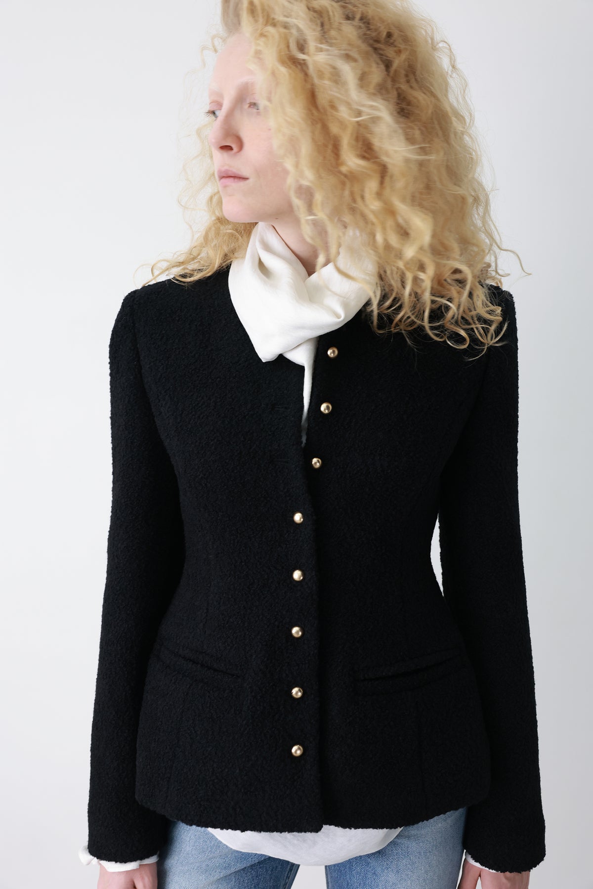 Scarf-neck blouse