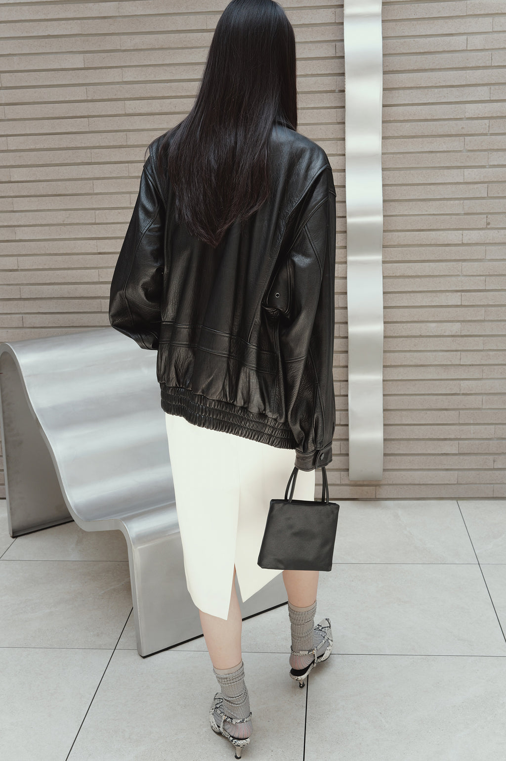 Satin Midi Skirt Cream