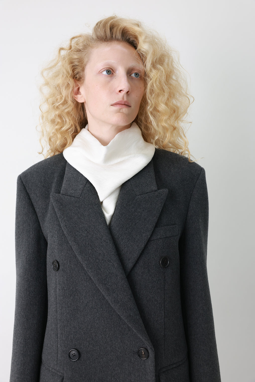 Double Tailored Long Coat Charcoal