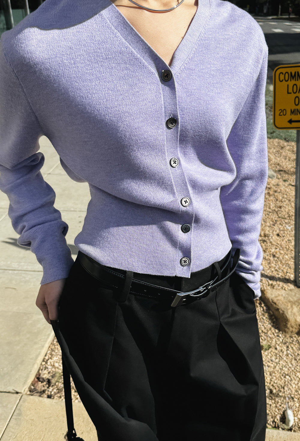 Spring Wool Cardigan Lavender
