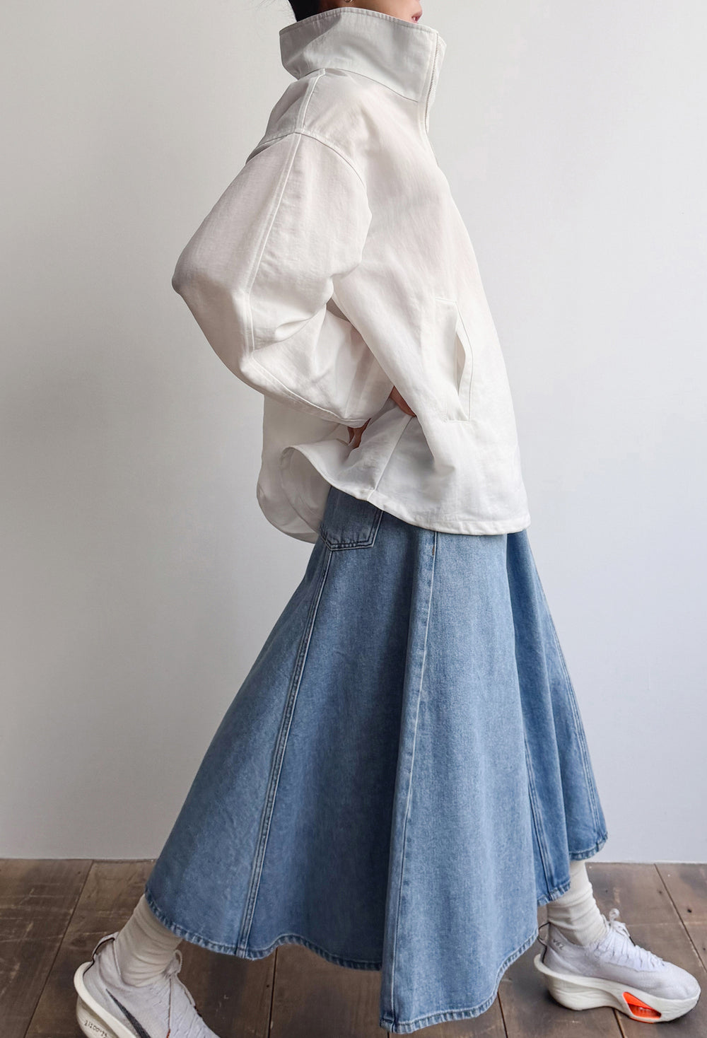 Flare denim skirt