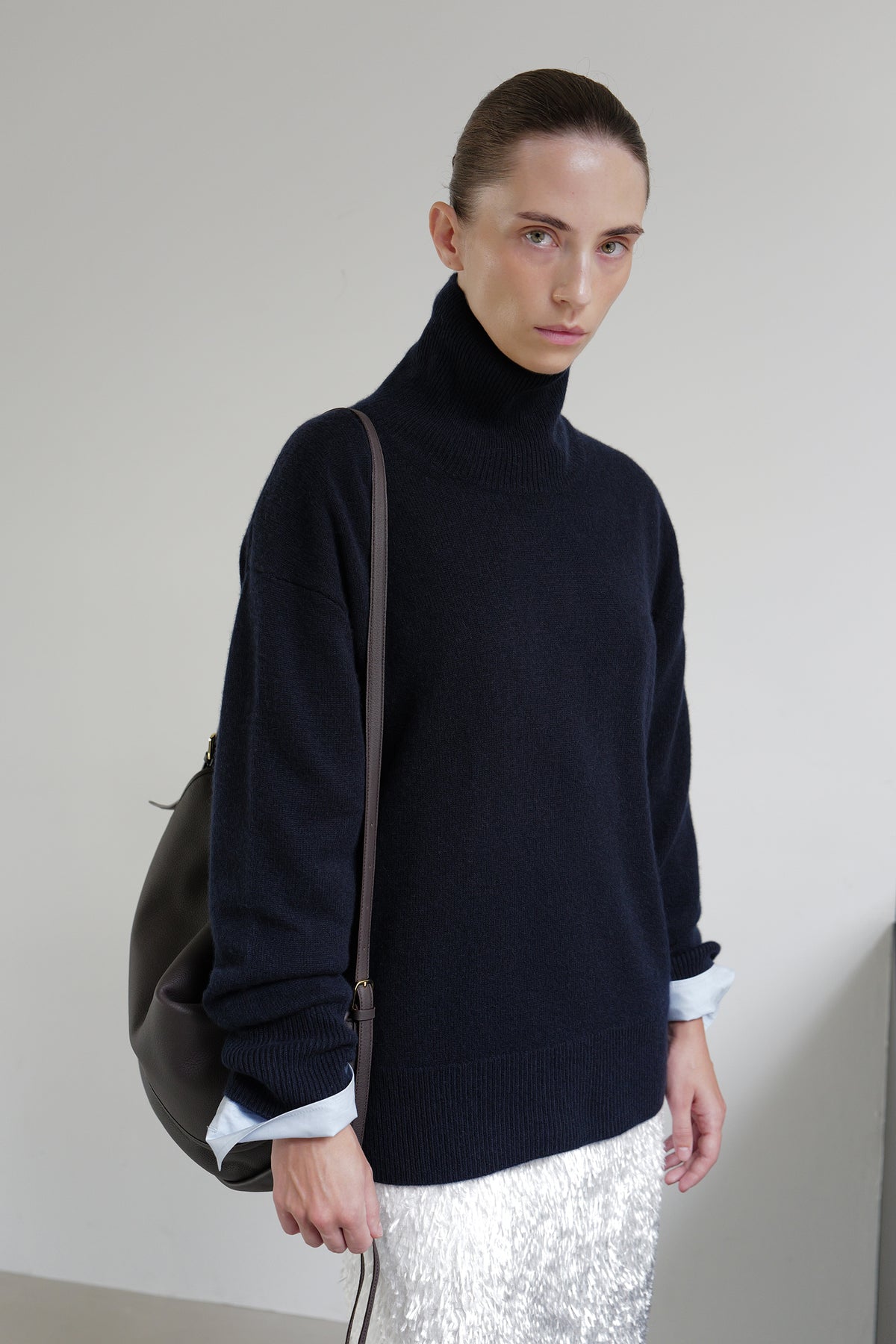 Cashmere 100% Turtleneck Knit Navy