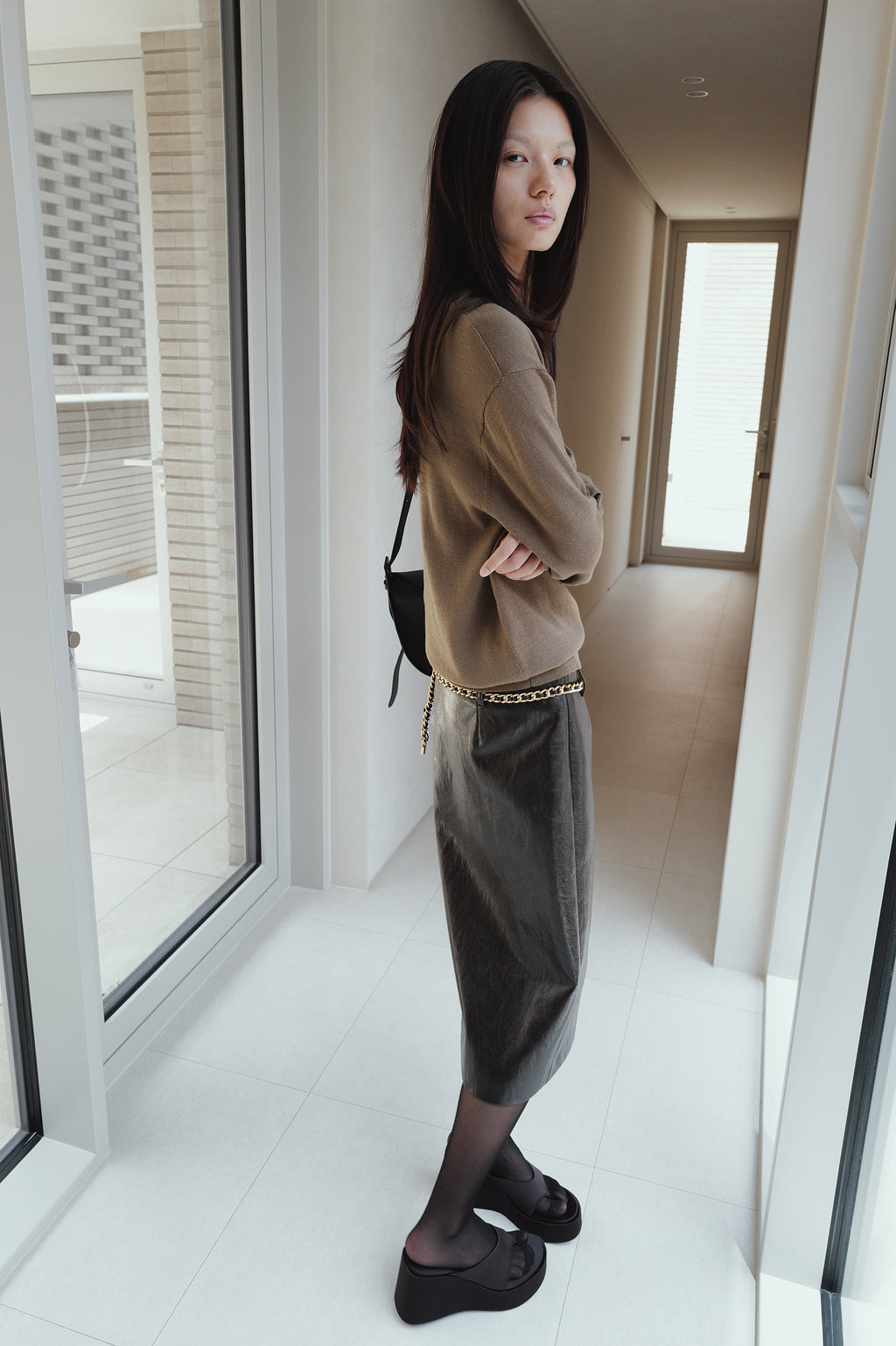 Washable 100% Wool U-Neck Pullover Taupe