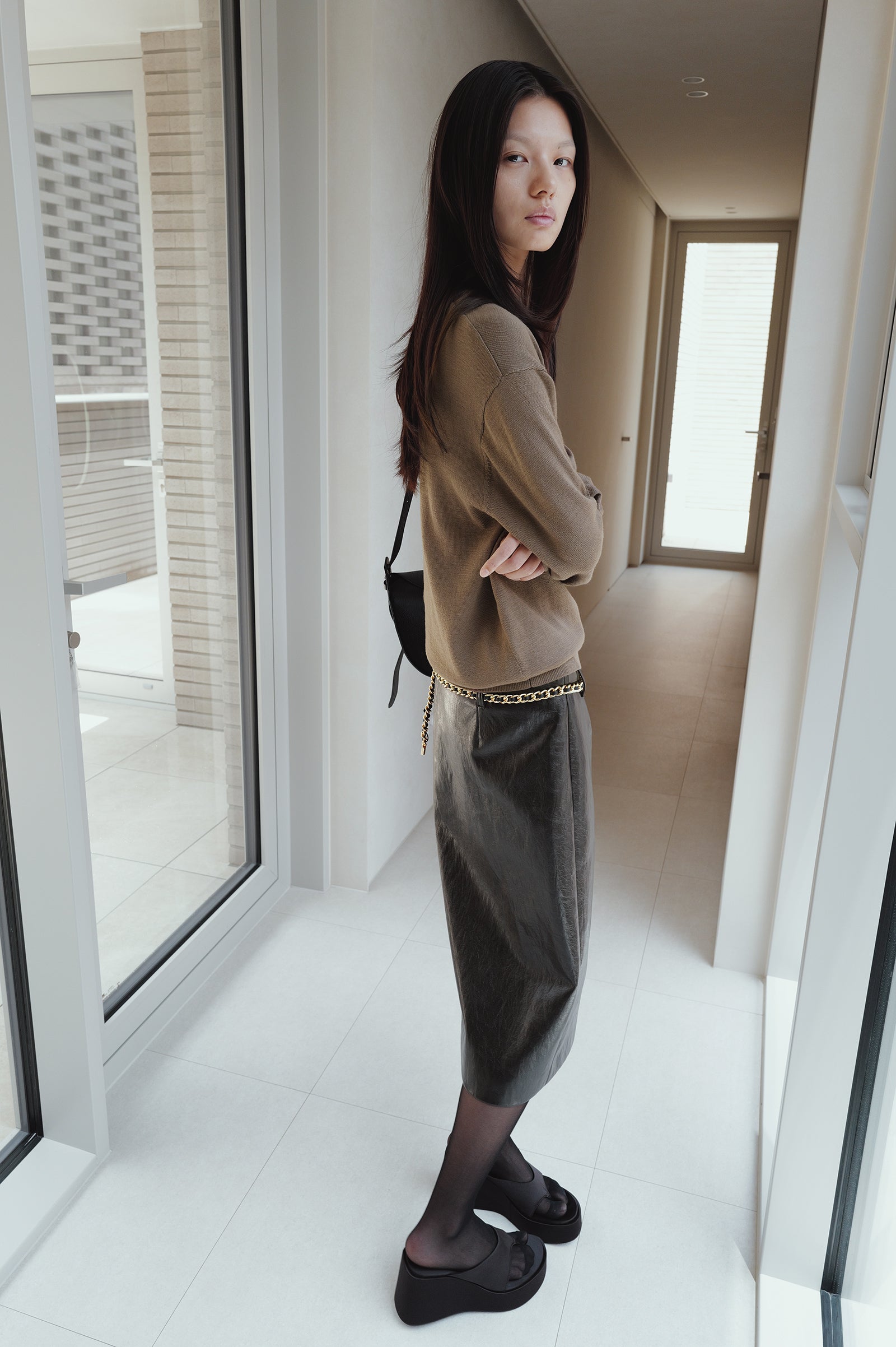 Washable 100% Wool U-Neck Pullover Taupe