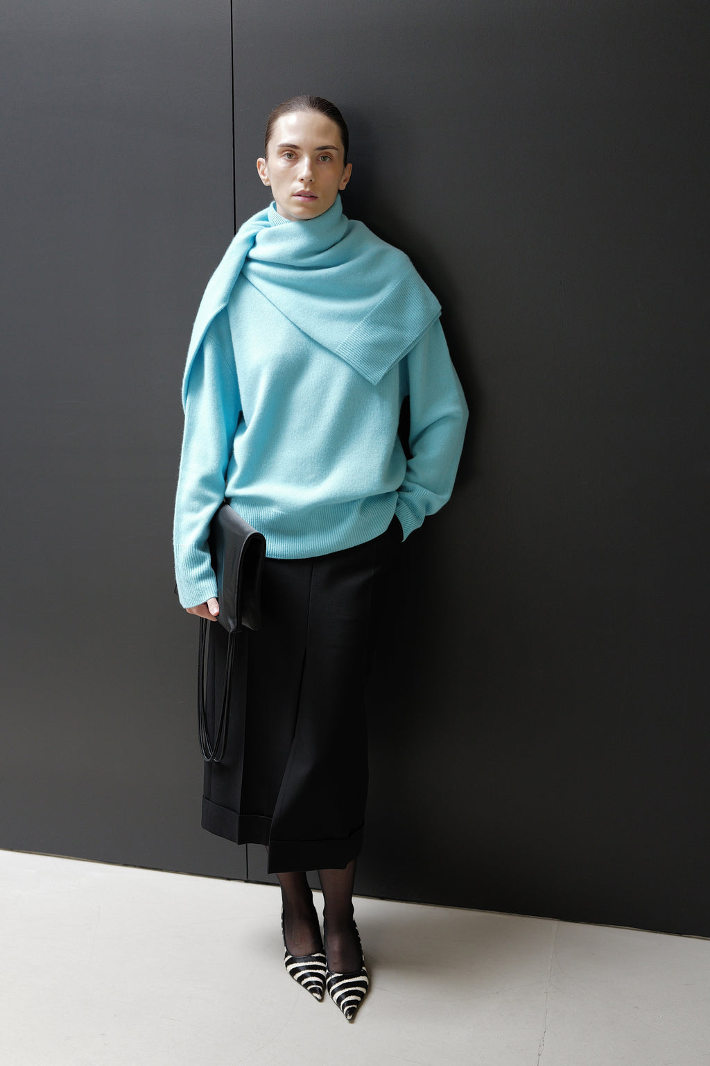 Cashmere 100 Turtleneck Knit Mint Blue