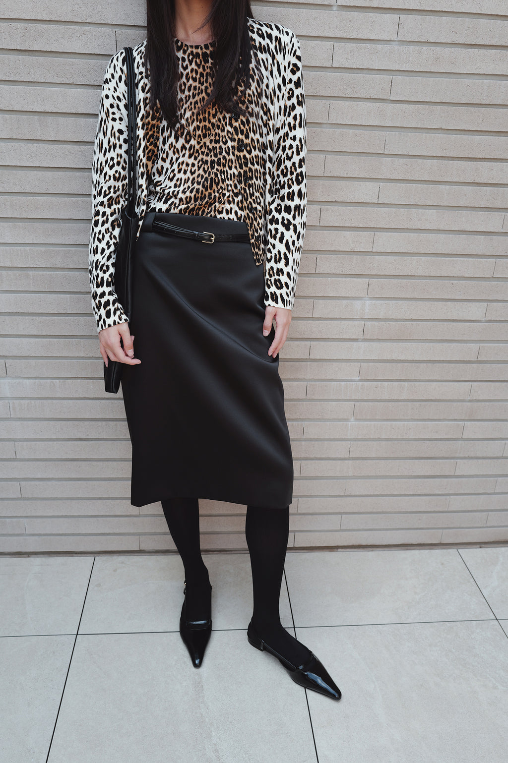 Satin Midi Skirt Black