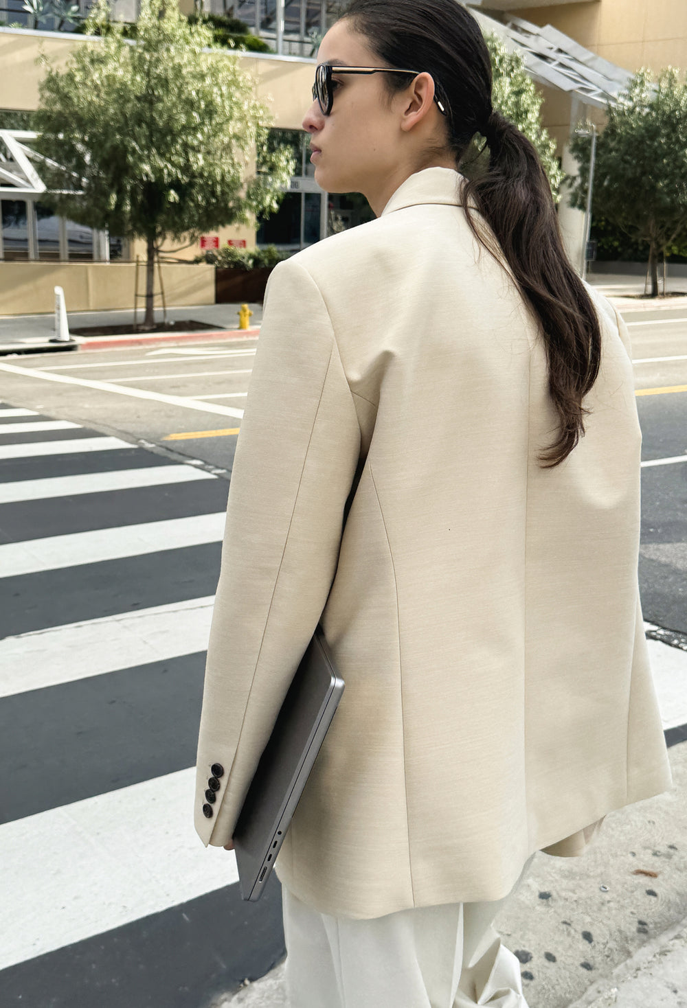 울 테일러드 블레이저 베이지