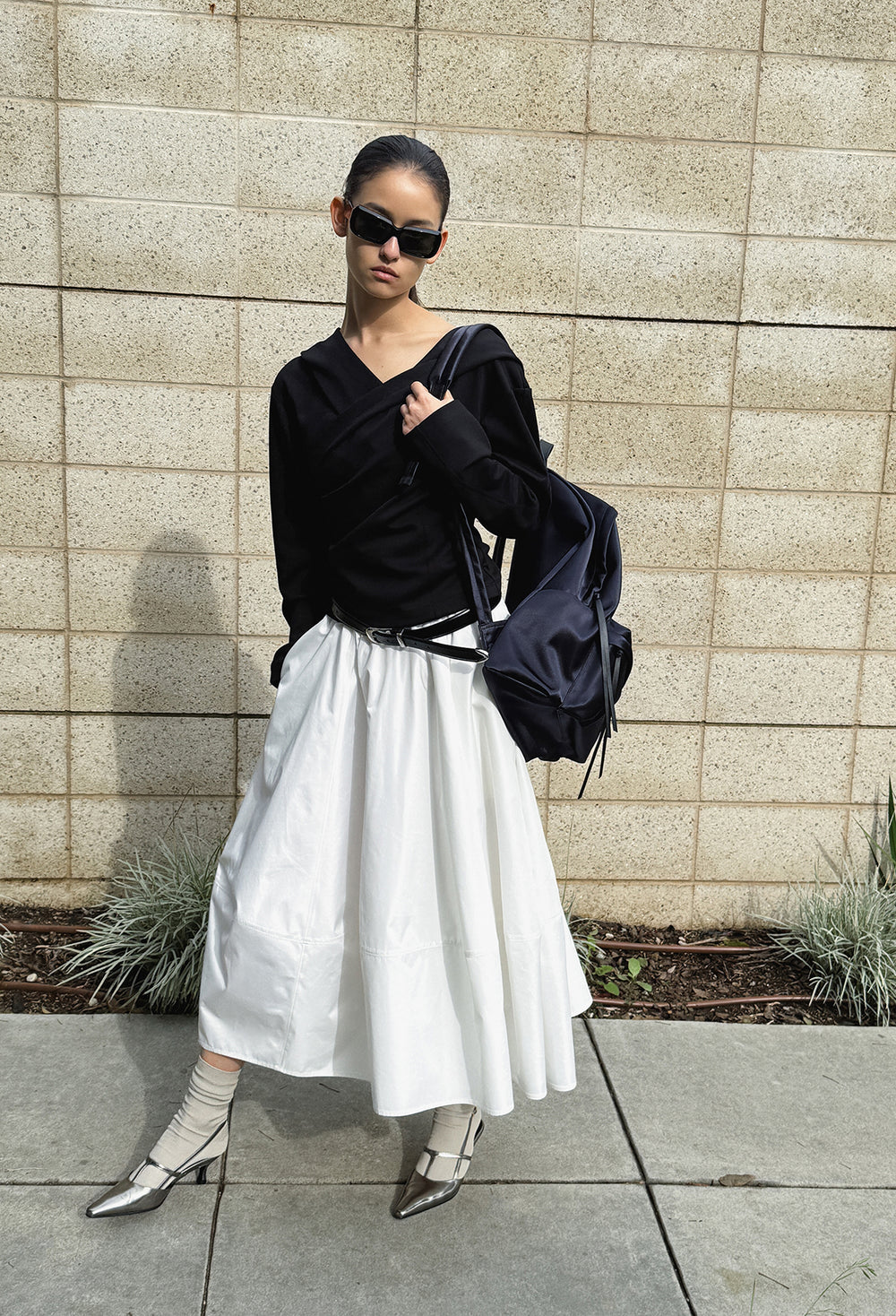Draped Hooded Top