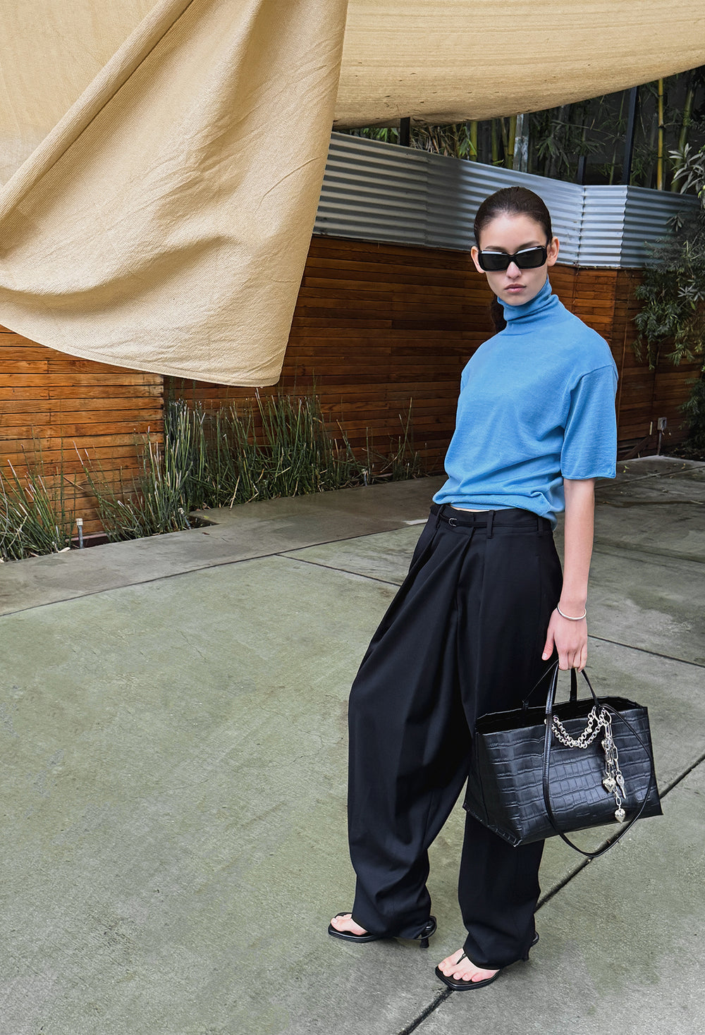 Wool Wrap Trousers Black
