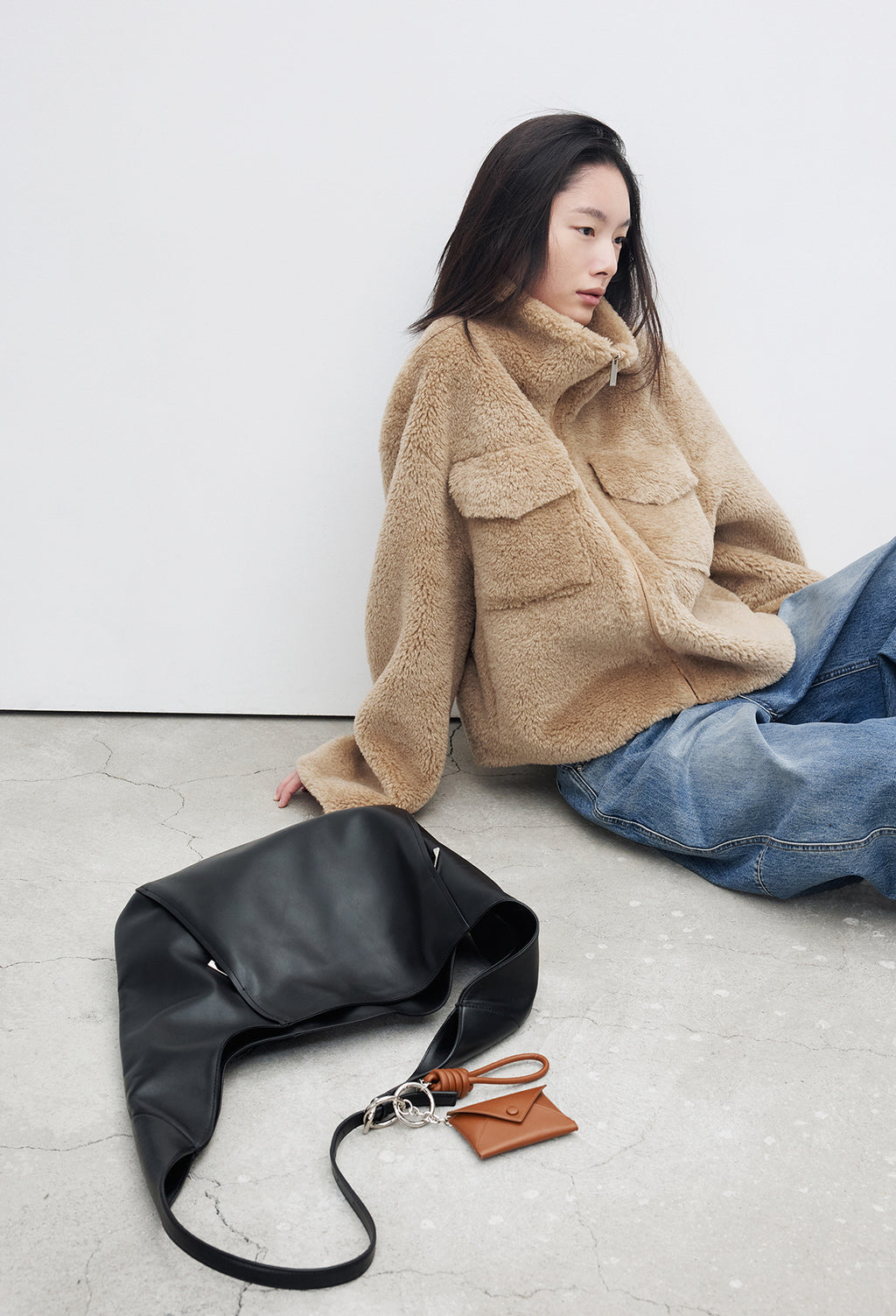 Card Wallet Keyring Camel