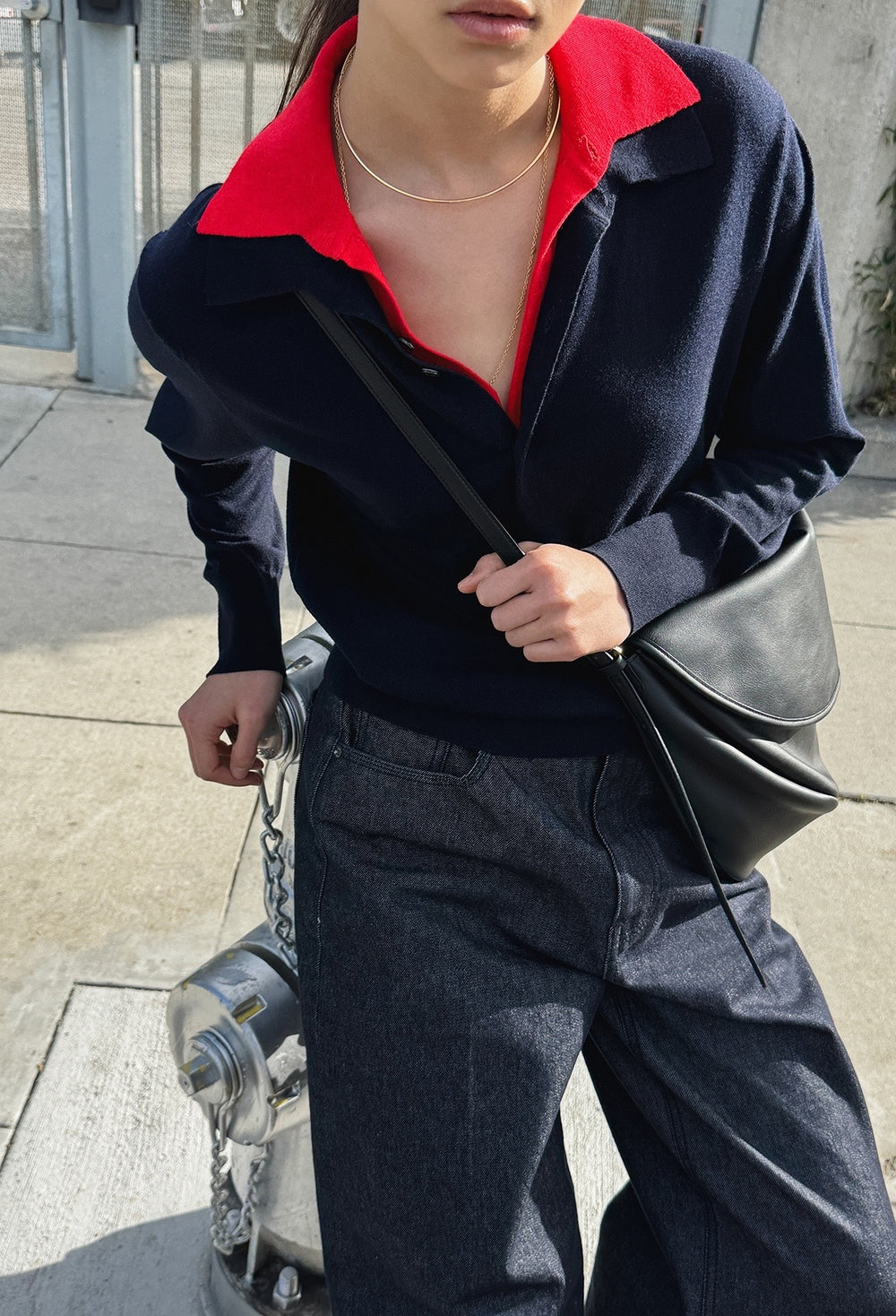 Spring Wool Pique Knit Navy