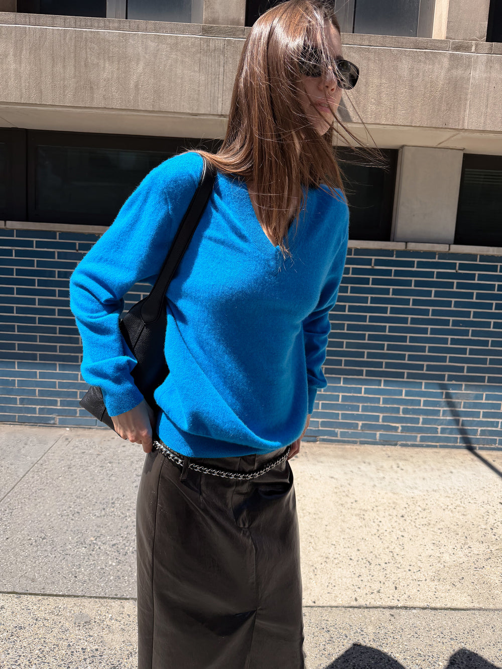 Cashmere 100% V-neck Knit Cobalt