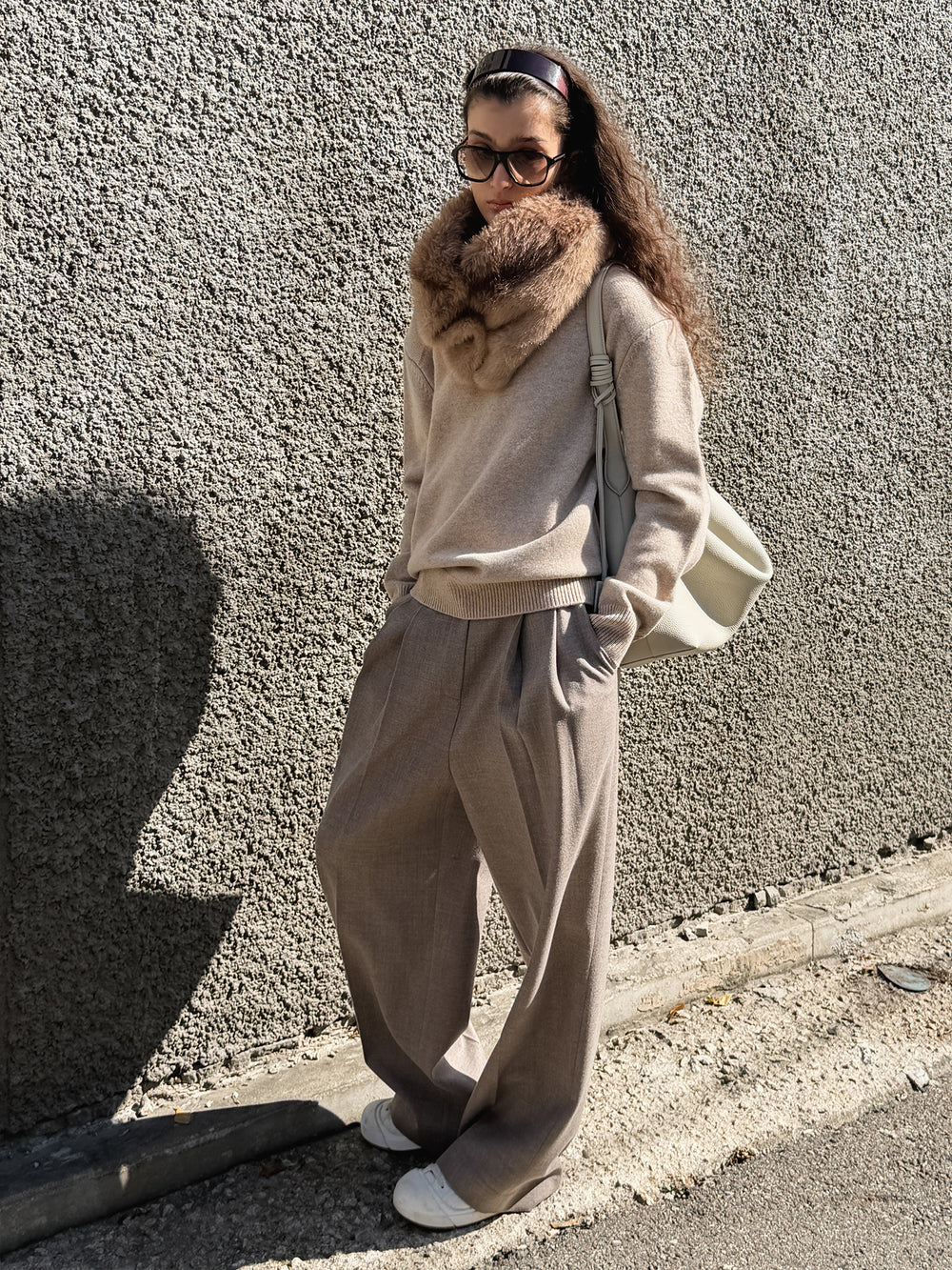 더블 턱 울 트라우저 토프